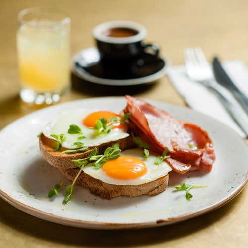 bacon and eggs on toast